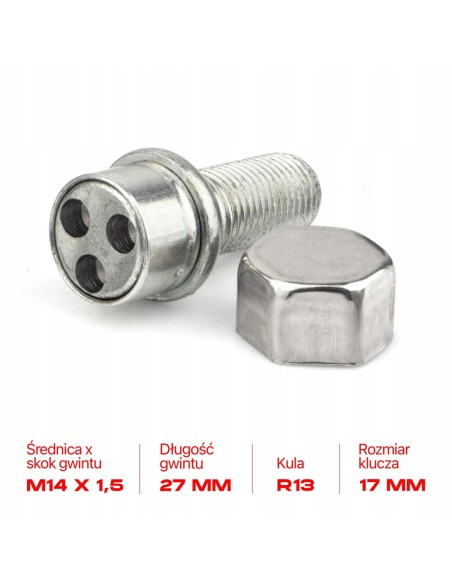 Śruby Zabezpieczające M14x1.5x27mm AUDI SKODA SEAT VOLKSWAGEN VW