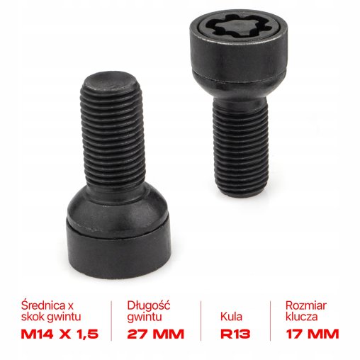 Śruby Zabezpieczające M14x1.5x27mm AUDI CUPRA SEAT SKODA VOLKSWAGEN VW