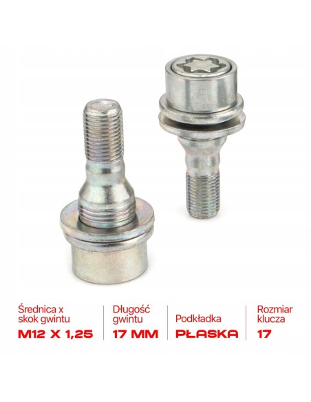 Śruby Zabezpieczające M12x1.25x36mm CITROEN PEUGEOT