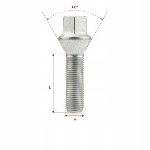10 x DŁUGIE ŚRUBY GETMANN M14x1.25x55mm Stożek Klucz 17