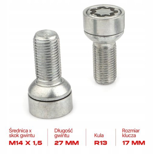 Locking Wheel Bolts M14x1.5x27mm AUDI CUPRA SEAT SKODA VOLKSWAGEN VW