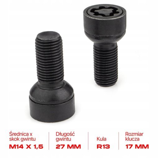 Śruby Zabezpieczające M14x1.5x27mm AUDI CUPRA SEAT SKODA VOLKSWAGEN VW