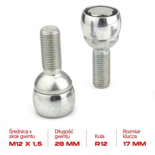 Locking Wheel Bolts M12x1,5x28mm AUDI SKODA VOLKSWAGEN VW