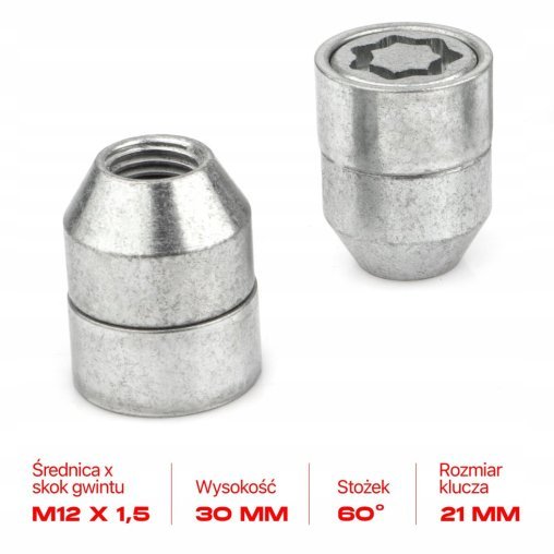 Nakrętki Zabezpieczające M12x1.25x30mm NISSAN SUBARU