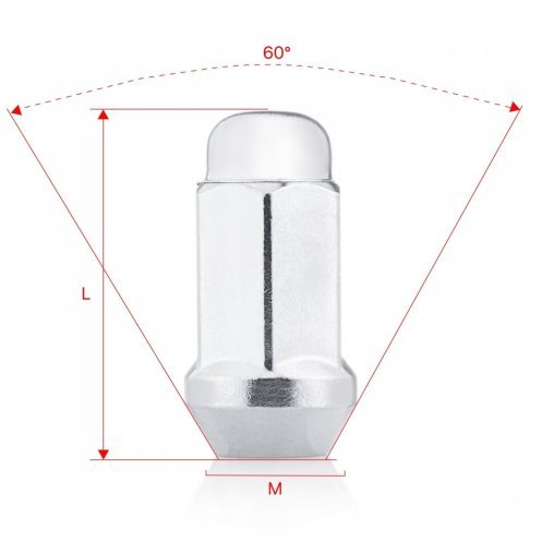 Wheel Nut for Aftermarket Wheel M12x1.5x48mm ACURA BUICK CHEVROLET FORD