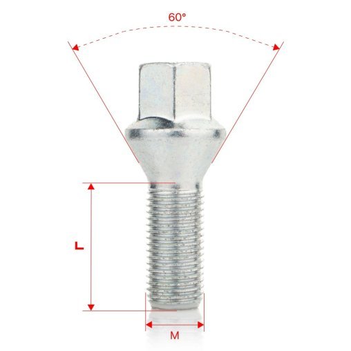 Śruba do felg kół M12x1.25x22mm ABARTH ALFA ROMEO CITROEN FIAT FORD JEEP