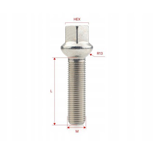 10 x DŁUGIE ŚRUBY DO DYSTANSÓW M14x1.5x40mm Kula R13 Klucz 17