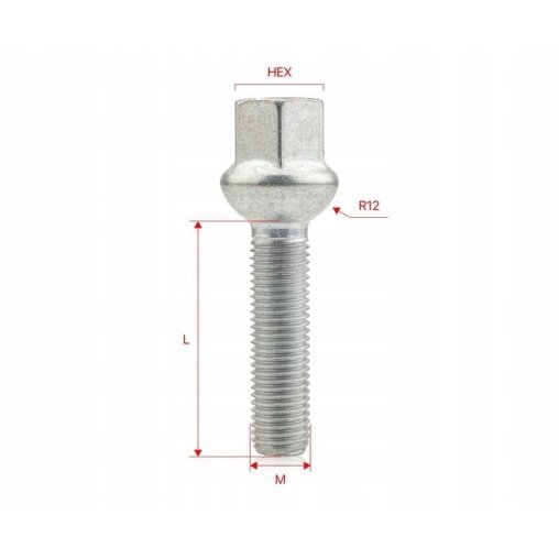 10 x DŁUGIE ŚRUBY GETMANN M12x1.5x50mm Kula R12 Klucz 17