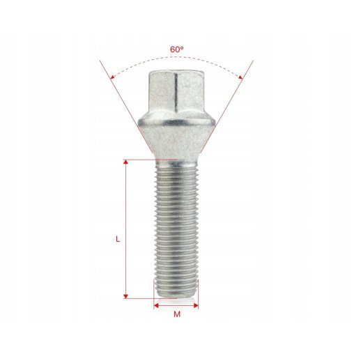 10 x DŁUGIE ŚRUBY M12x1.5x47mm Stożek Klucz 17