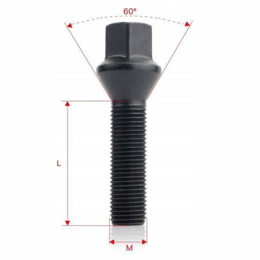 10 x DŁUGIE ŚRUBY M12x1.5x47mm Stożek Klucz 17
