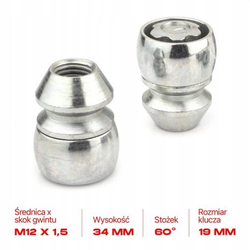 Nakrętki Zabezpieczające M12x1.5x26mm FORD VOLVO