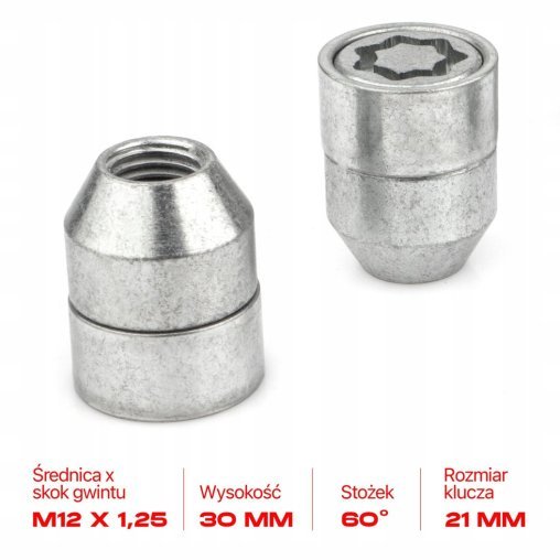 Nakrętki Zabezpieczające M12x1.25x30mm SUBARU NISSAN