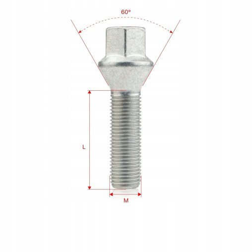 10 x DŁUGIE ŚRUBY GETMANN M12x1.5x40mm Stożek Klucz 17