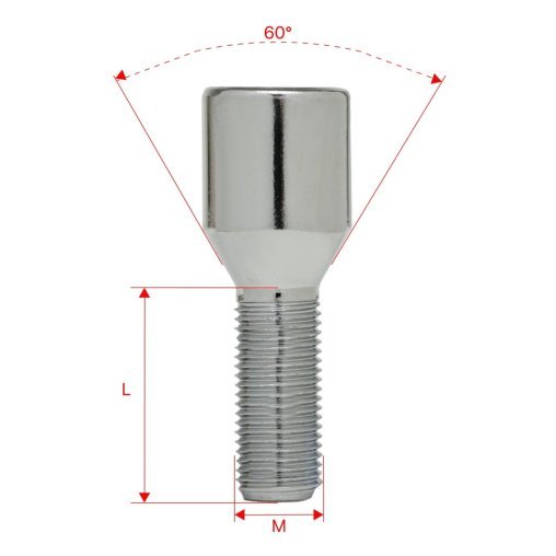 Wheel Bolt for Narrow Holes M12x1.25x28mm CITROEN PEUGEOT FIAT OPEL