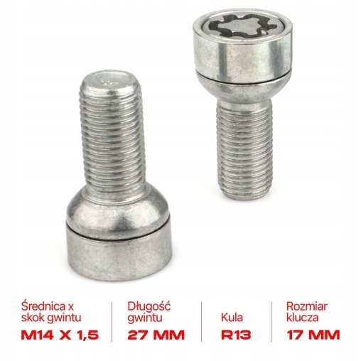 Śruby Zabezpieczające M14x1.5x27mm AUDI SKODA SEAT CUPRA VOLKSWAGEN VW