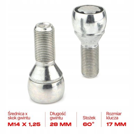 Śruby Zabezpieczające M14x1.25x28mm BMW MINI