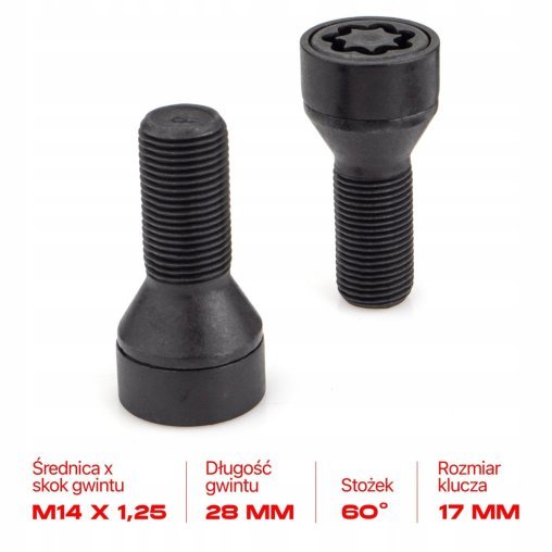 Locking Wheel Bolts M14x1.25x28mm BMW MINI