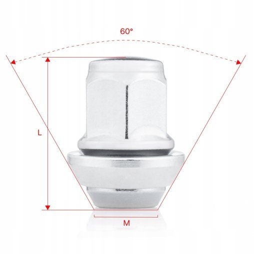 Wheel Nut M12x1.5x33mm FORD