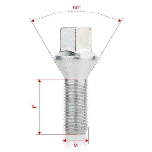 Śruba do felg kół M12x1.25x22mm ABARTH ALFA ROMEO CITROEN FIAT FORD JEEP 2