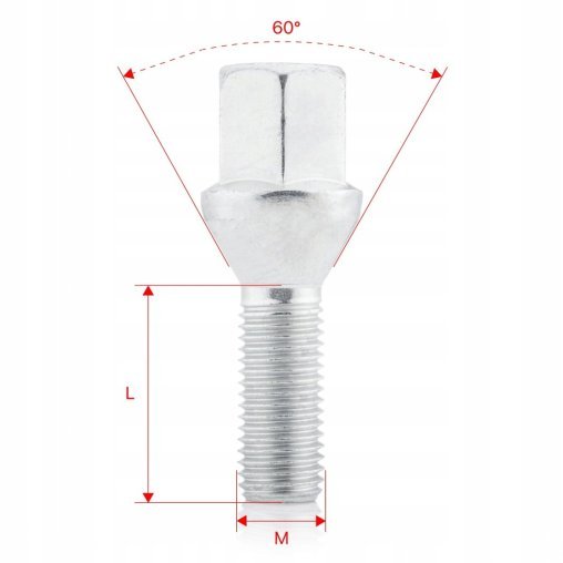 Śruba do kół felg M12x1.5x28mm AUDI BMW CITROEN FIAT RENAULT VOLKSWAGEN VW