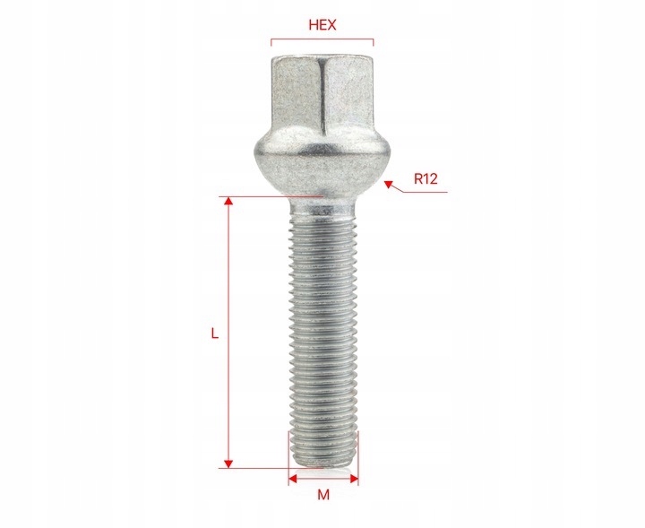10 x DŁUGIE ŚRUBY GETMANN M12x1.5x50mm Kula R12 Klucz 17 1