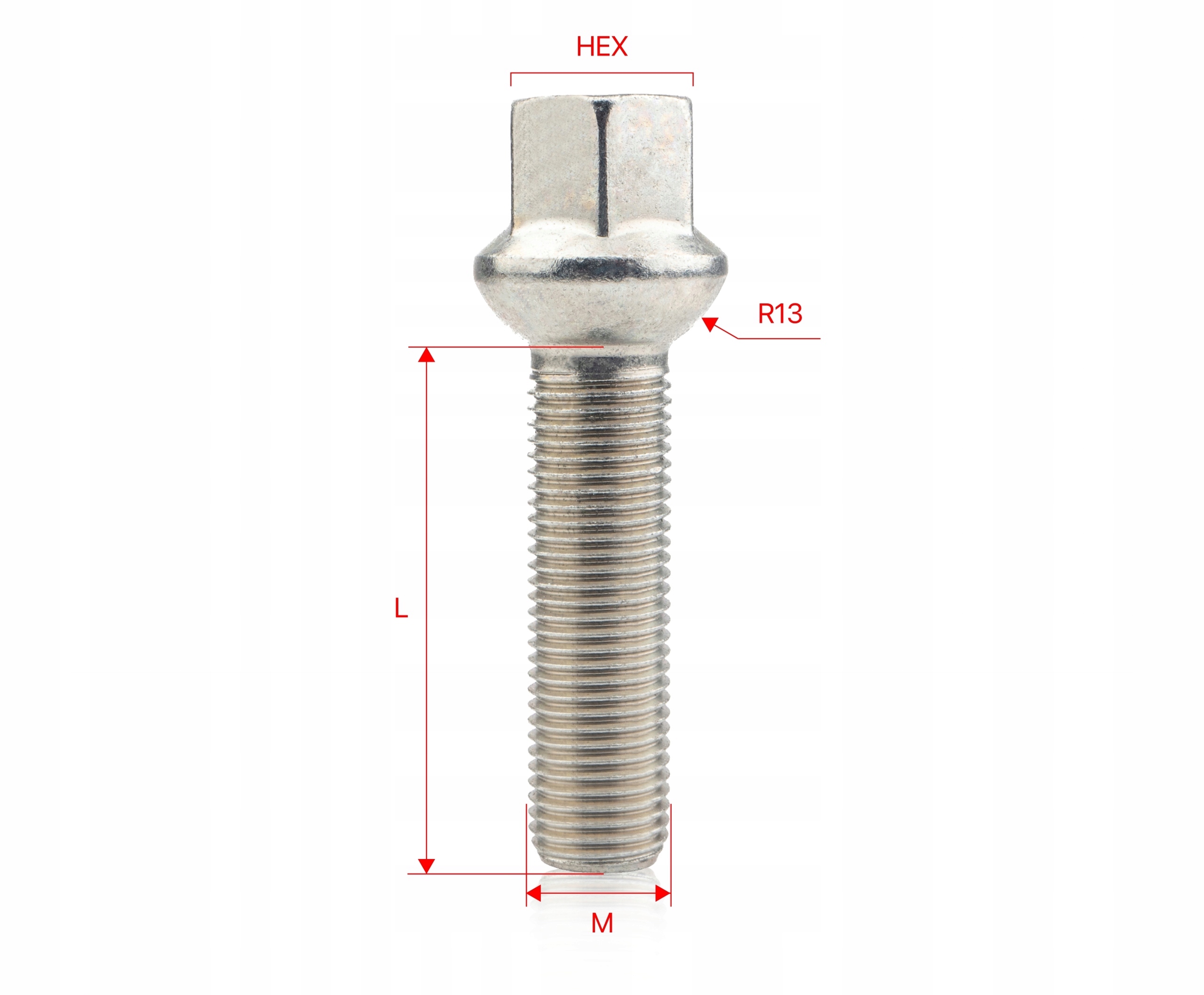 10 x DŁUGIE ŚRUBY GETMANN M14x1.5x33mm Kula R13 Klucz 17 1