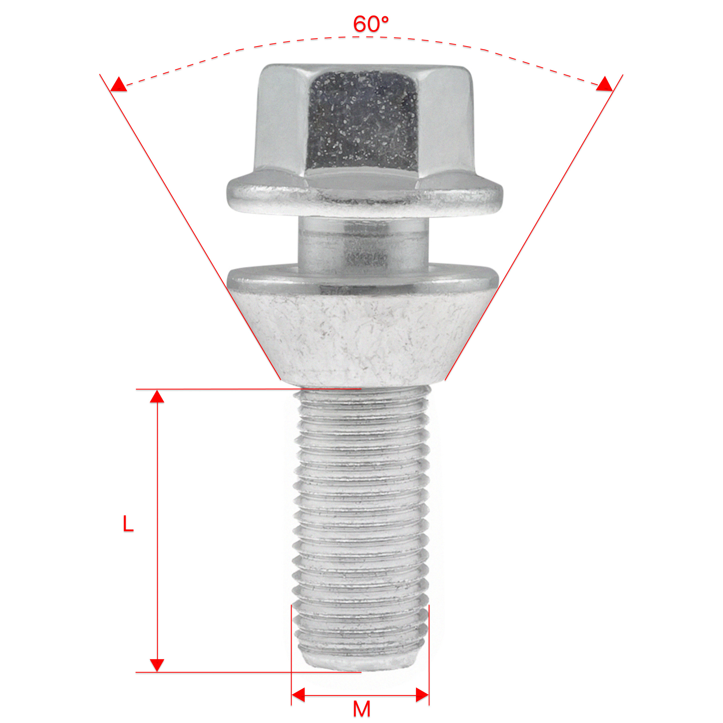 Oryginalna śruba M14x1.5x34mm Stożek Klucz 19 VOLVO 1