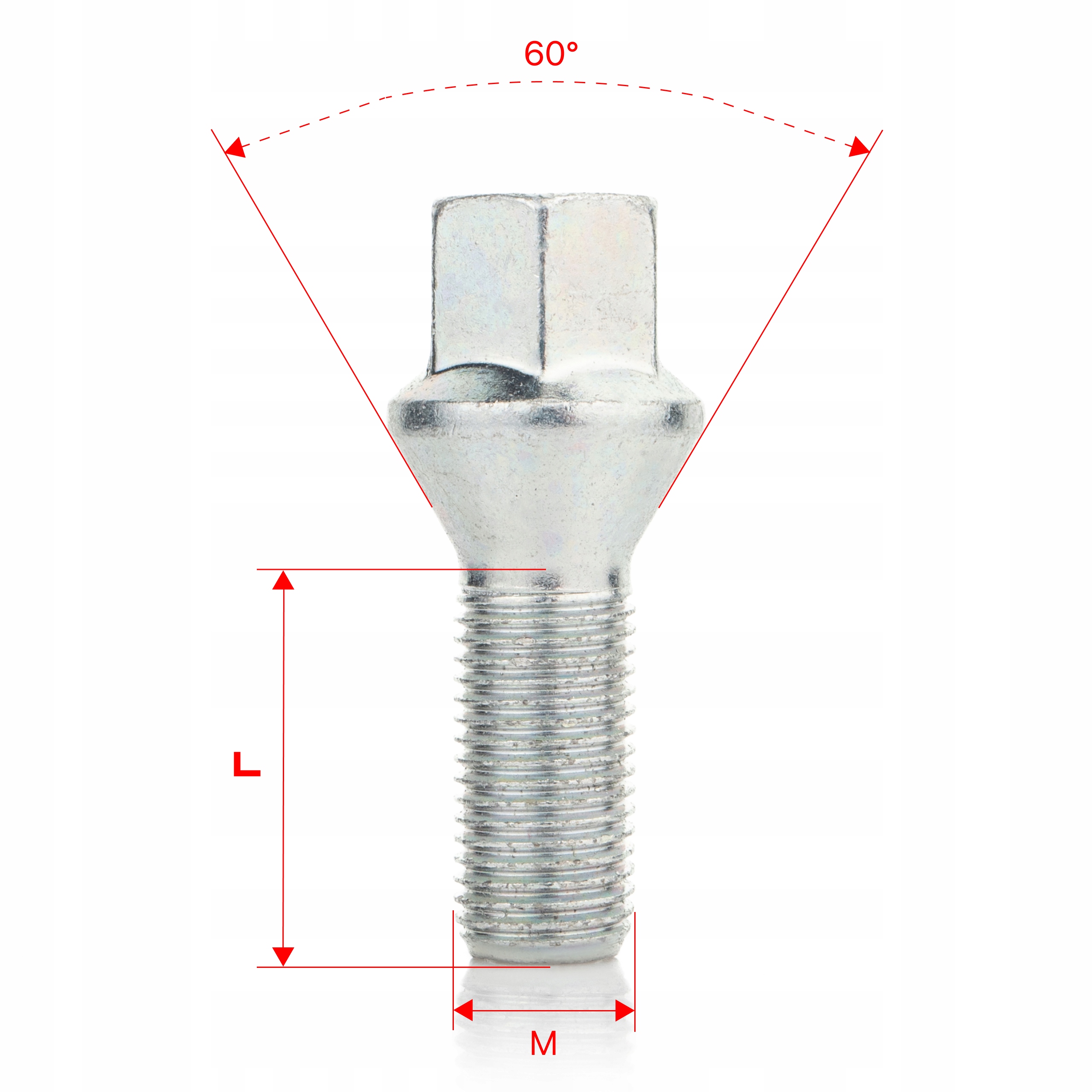 Śruba do felg M14x1.50x27mm ALFA ROMEO BMW CITROEN FIAT LANCIA PEUGEOT 1